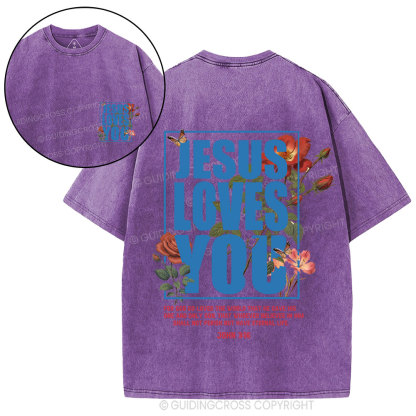 For God So Loved Christian Washed T-Shirt