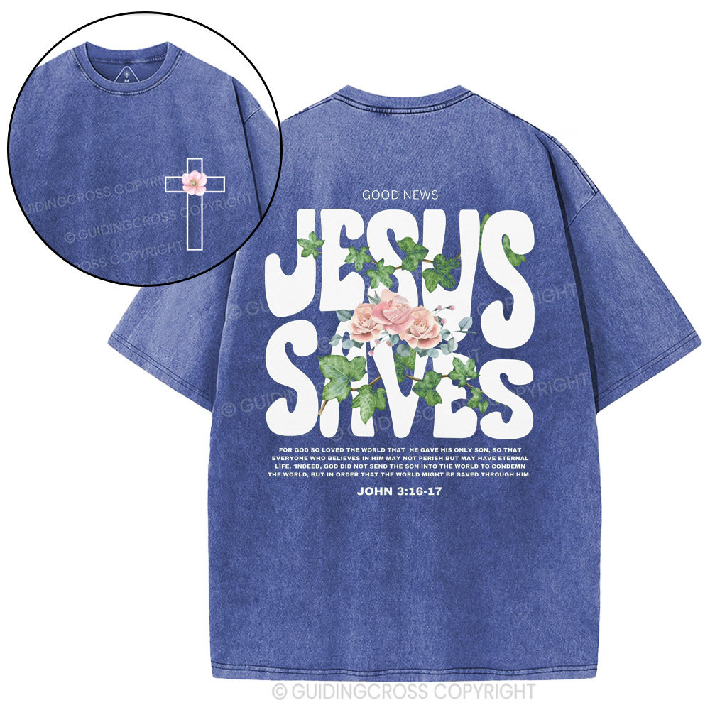 Jesus Saves Christian Washed T-Shirt