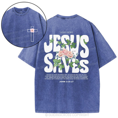 Jesus Saves Christian Washed T-Shirt