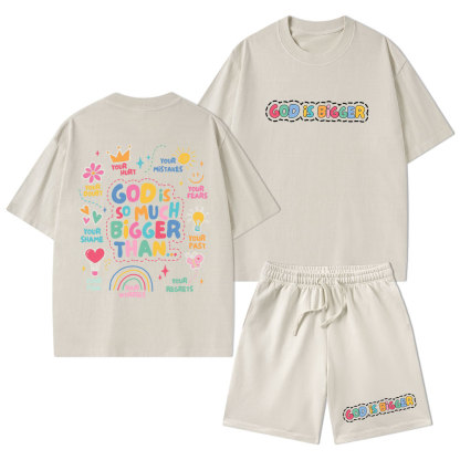 God Is Bigger Christian Washed T-Shirt & Shorts