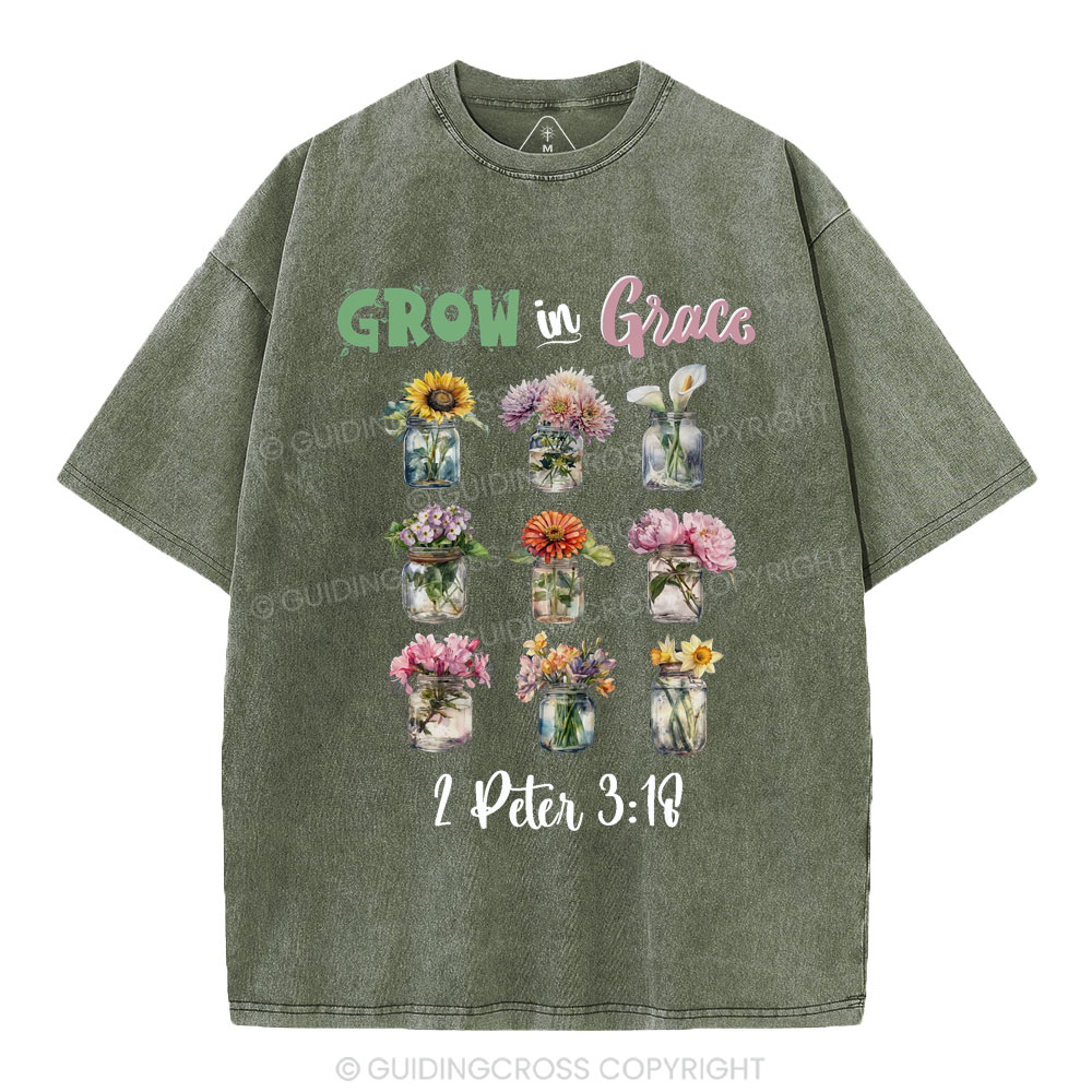 Grow In Grace Christian Washed T-Shirt