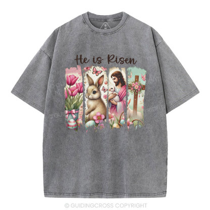 He Is Risen Christian Washed T-Shirt