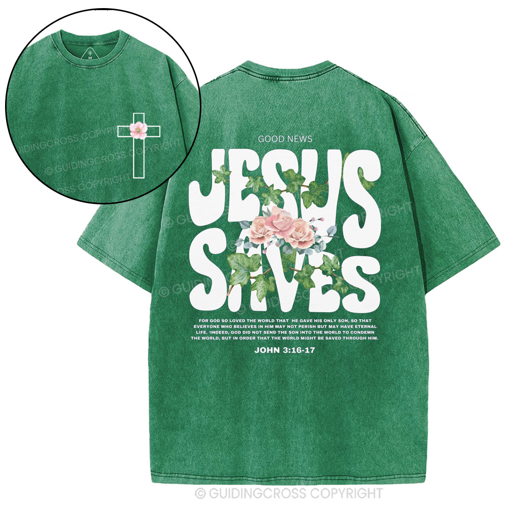 Jesus Saves Christian Washed T-Shirt