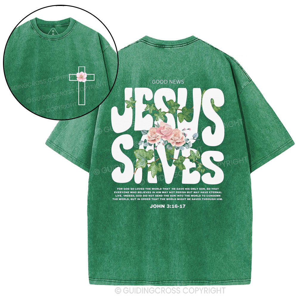 Jesus Saves Christian Washed T-Shirt