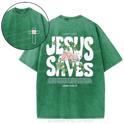 Jesus Saves Christian Washed T-Shirt