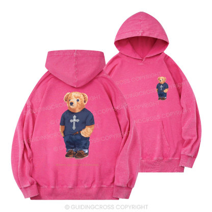 Faithful Polo Bear By Guidingcross Christian Washed Hoodie