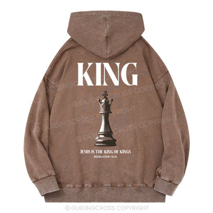 Jesus Is The King Of Kings Christian Washed Hoodie