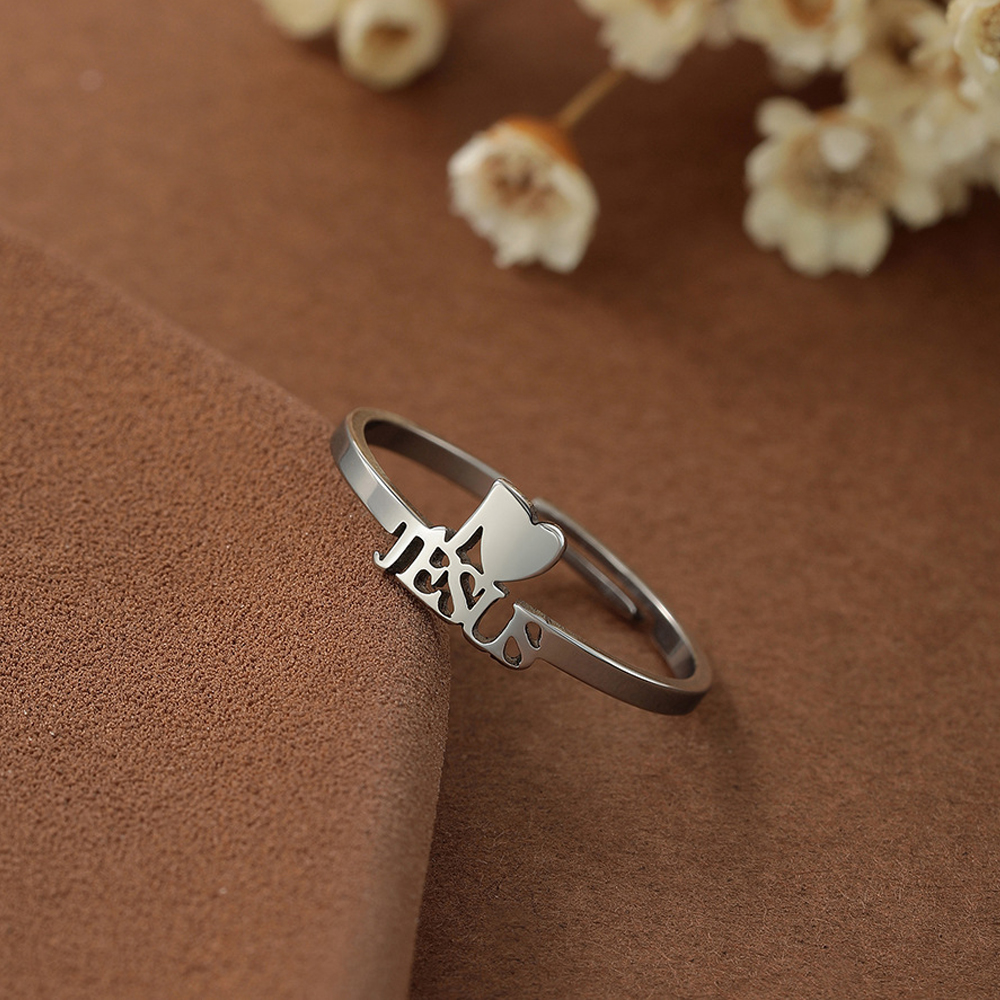 Love Faith Genderless Adjustable Open Finger Jesus Ring