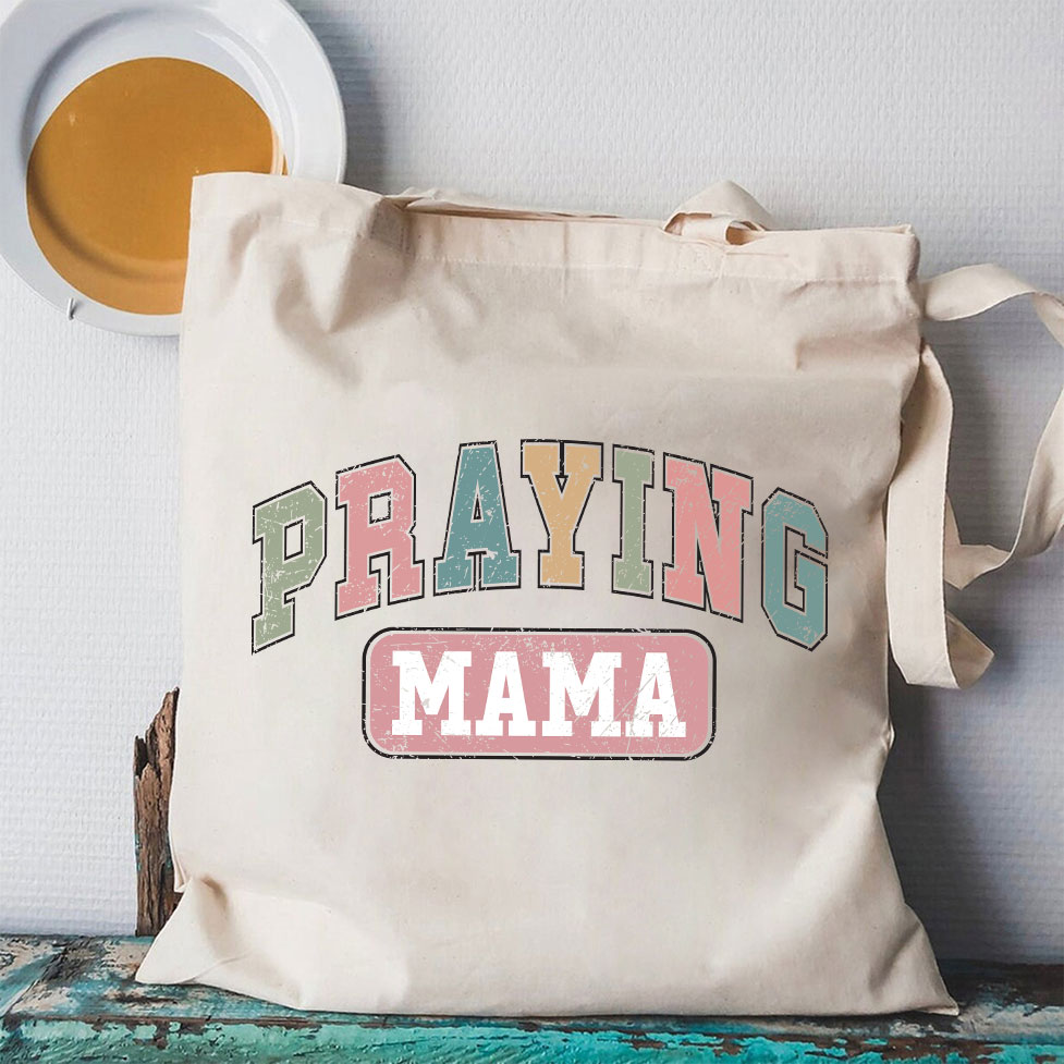 Praying Mama Vintage Christian Canvas Tote Bag