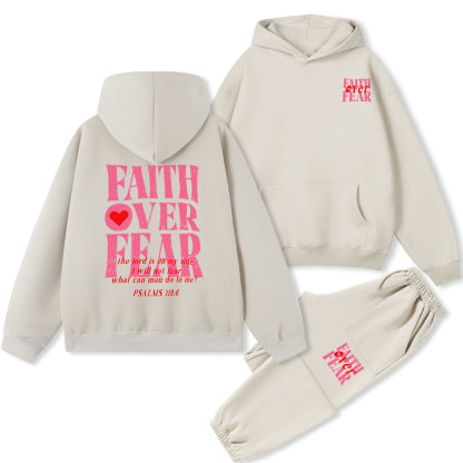 Faith Over Fear Christian Fleece Hoodie Set