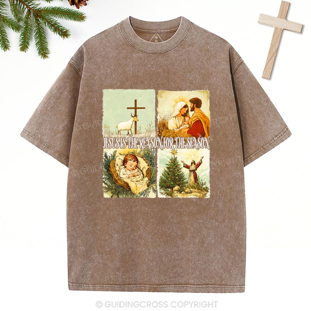 SAY JEEZ Chrisrtian Christmas Washed T-Shirt Sale - GuidingCross