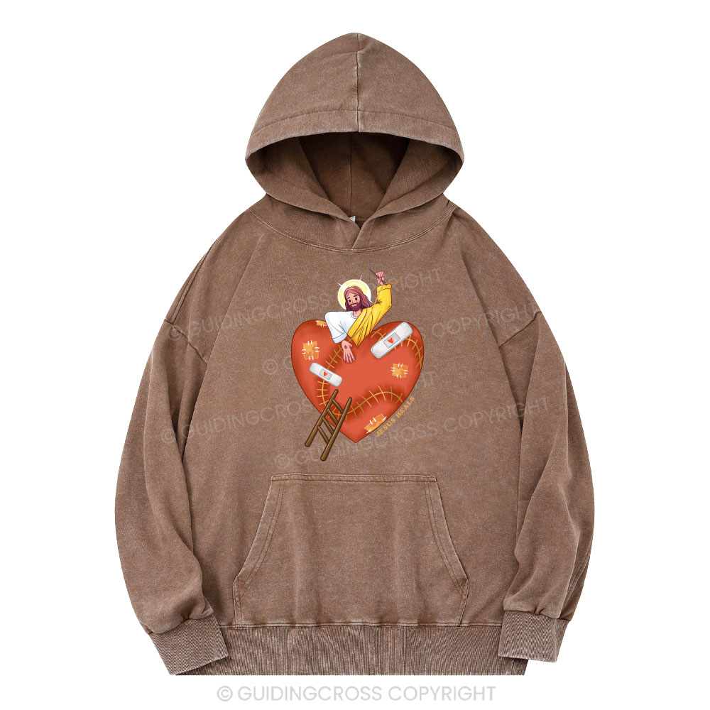 Jesus Heals Christian Washed Hoodie