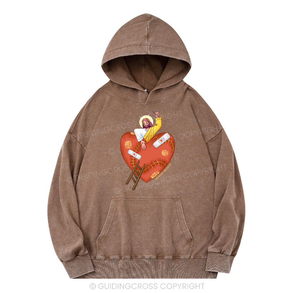 Jesus Heals Christian Washed Hoodie