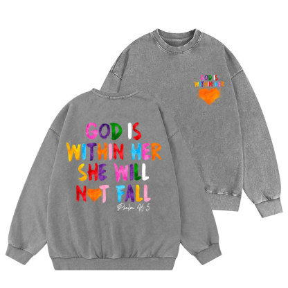 God Is Within Her Christian Washed Sweatshirt