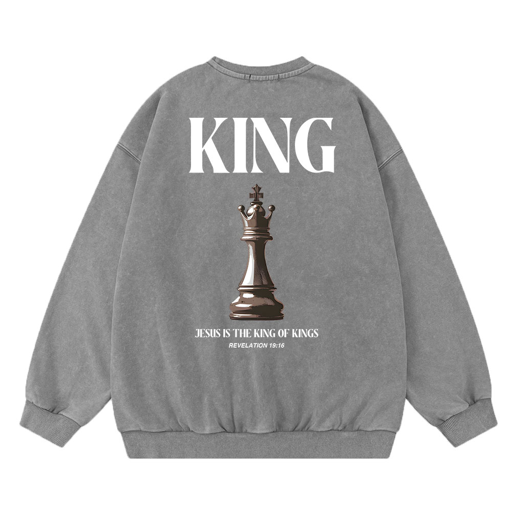 Jesus Is The King Of Kings Christian Washed Sweatshirt