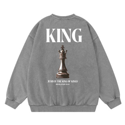 Jesus Is The King Of Kings Christian Washed Sweatshirt