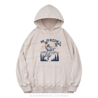 He Is Rizzen Christian Washed Hoodie