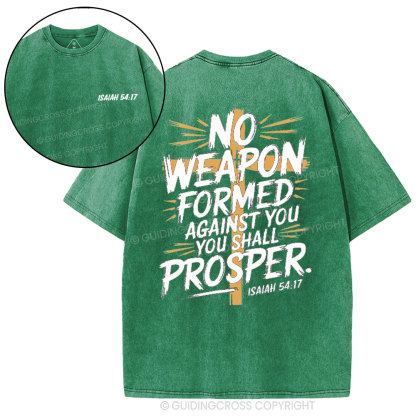 No Weapen Formed Against You Christian Washed T-Shirt