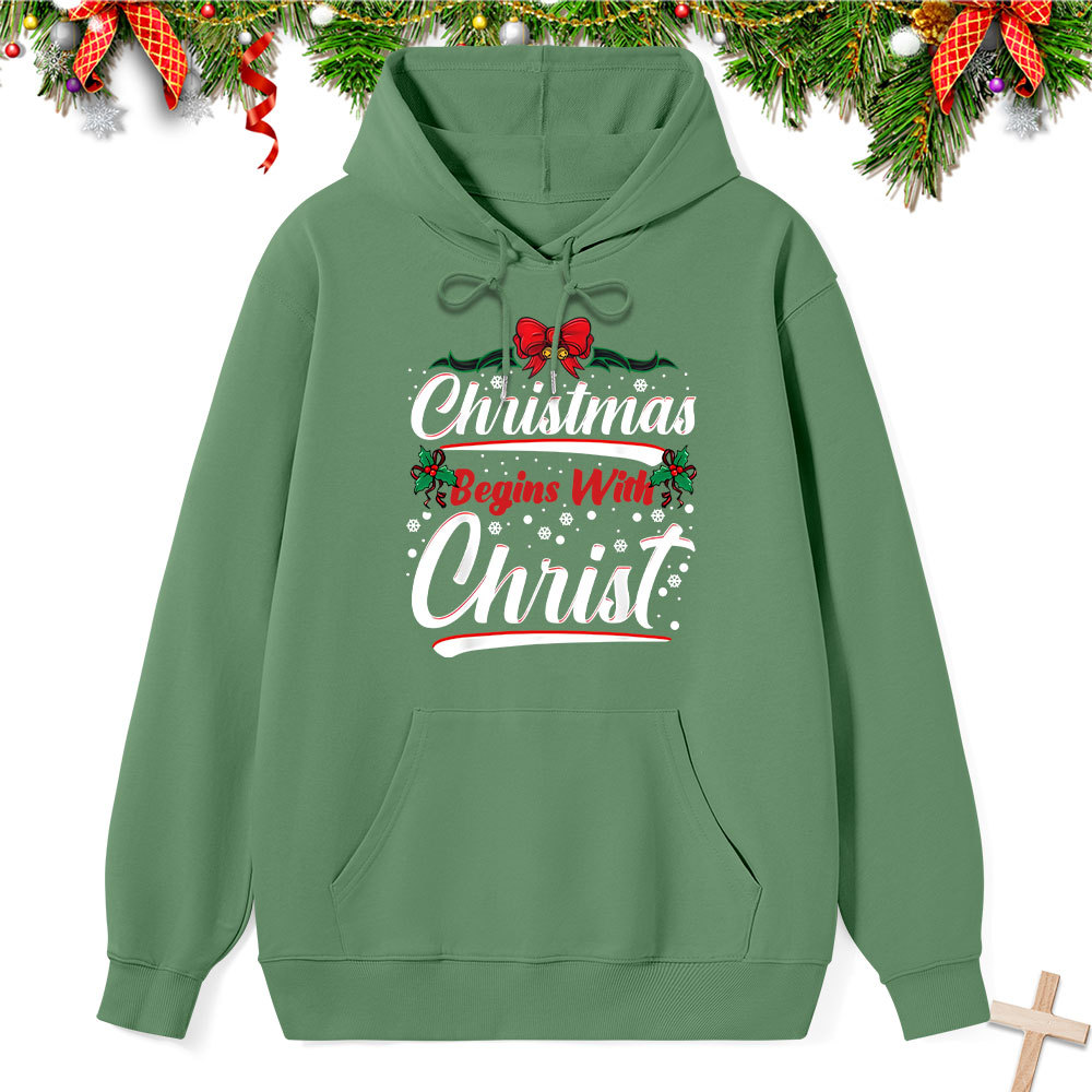 Christmas Begins With Christ Classic Christian Hoodie