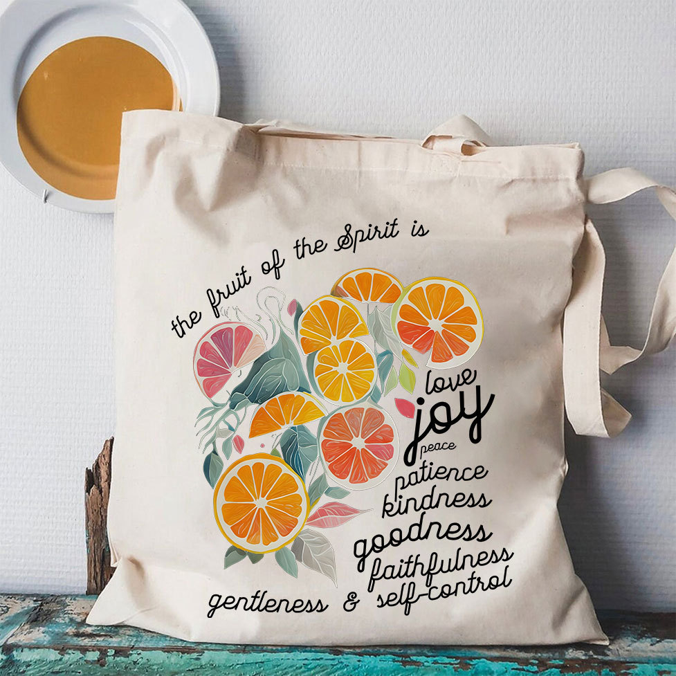 The Fruit Of The Spirit Is Love Christian Canvas Tote Bag