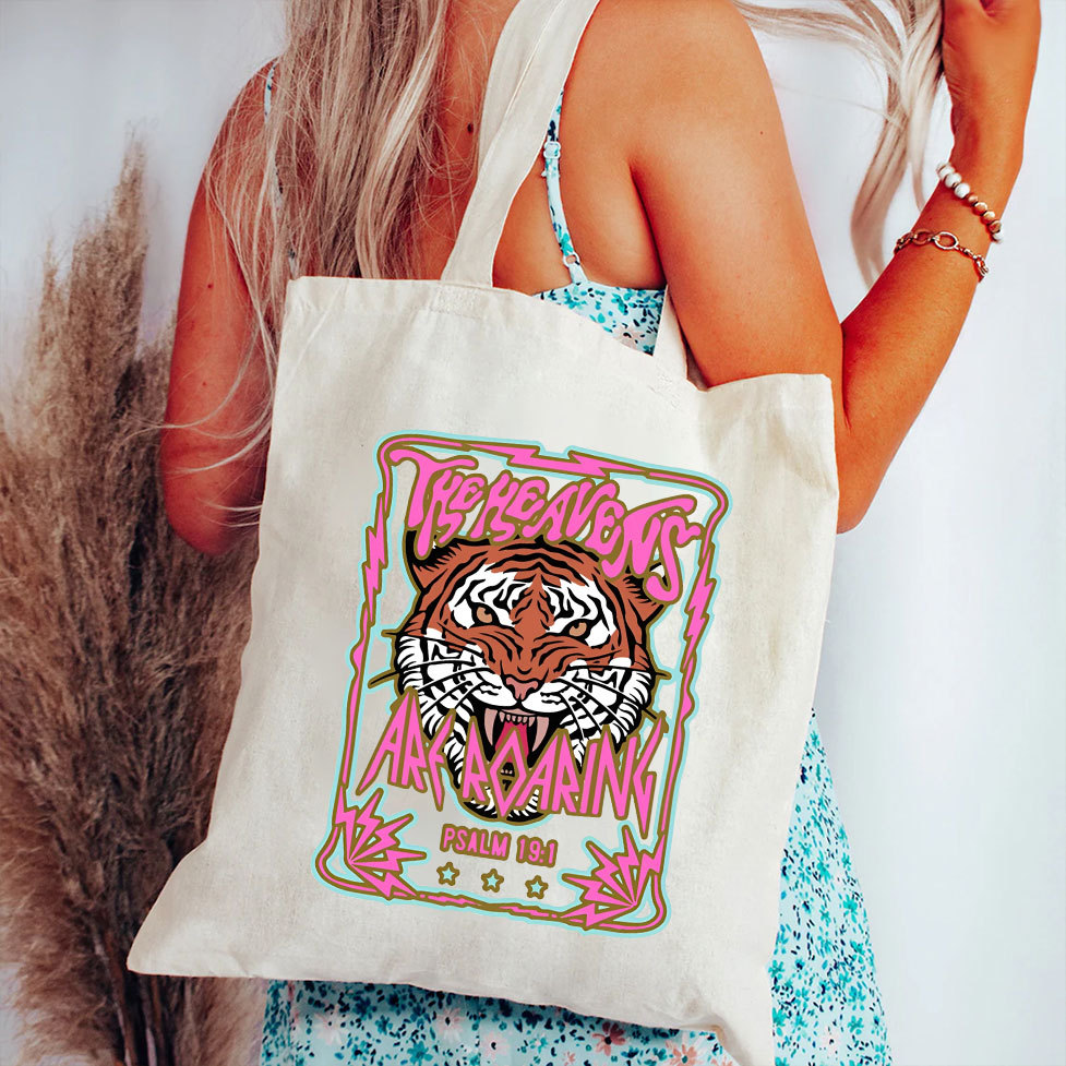 The Heavens Are Roaring Christian Canvas Tote Bag