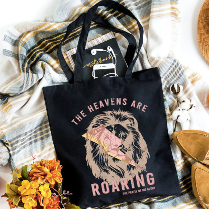 The Heavens Are Roaring Christian Canvas Tote Bag