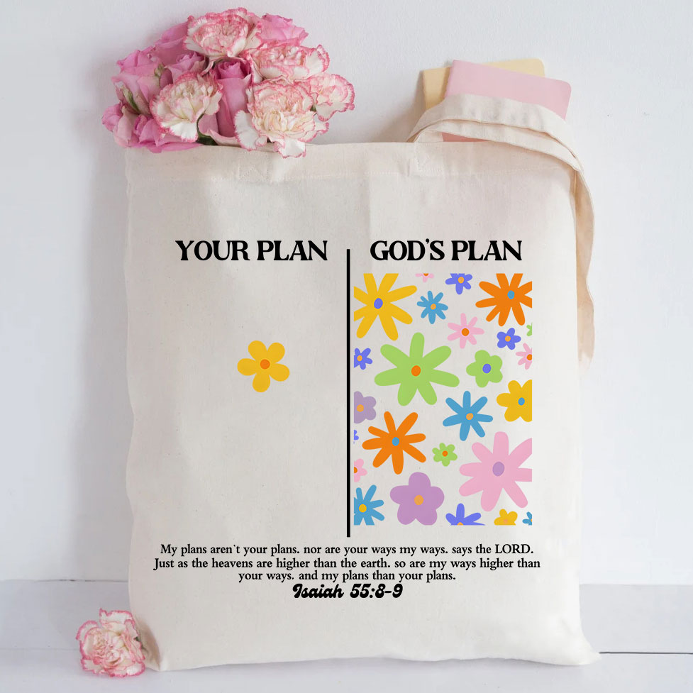 Your Plan And God's Plan Christian Canvas Tote Bag