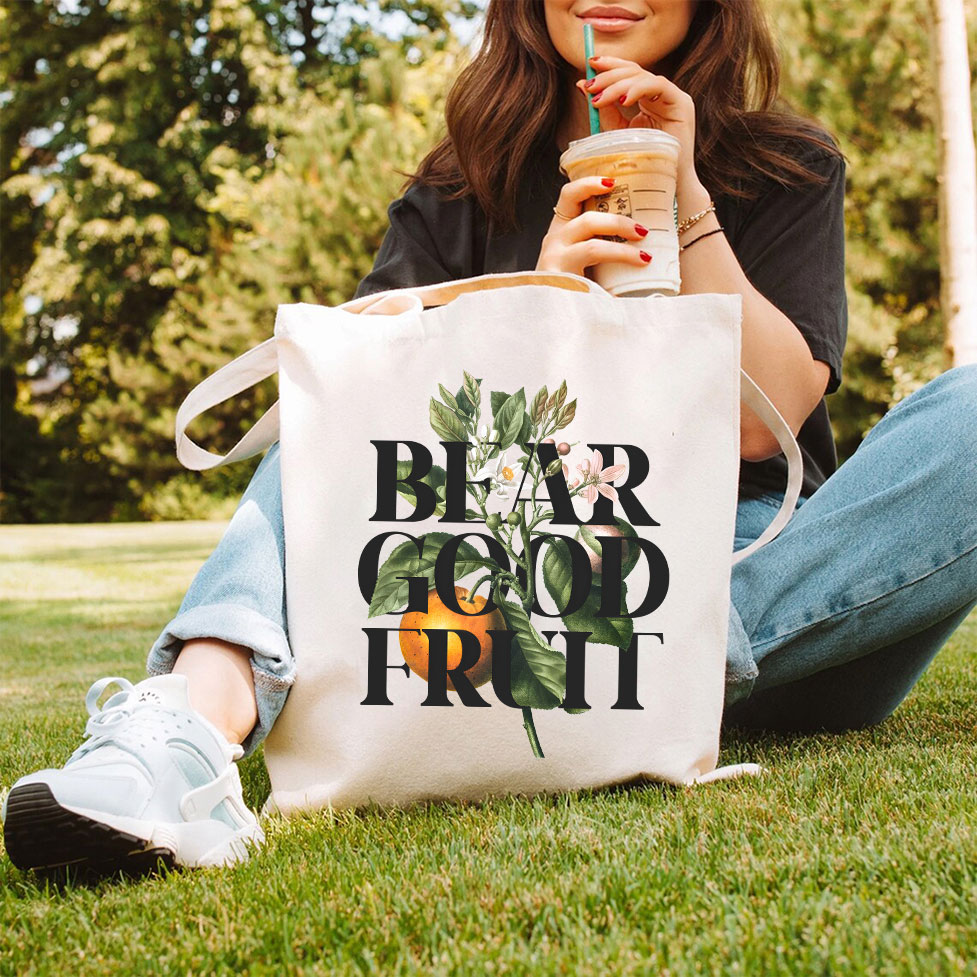 Bear Good Fruit Canvas Tote Bag