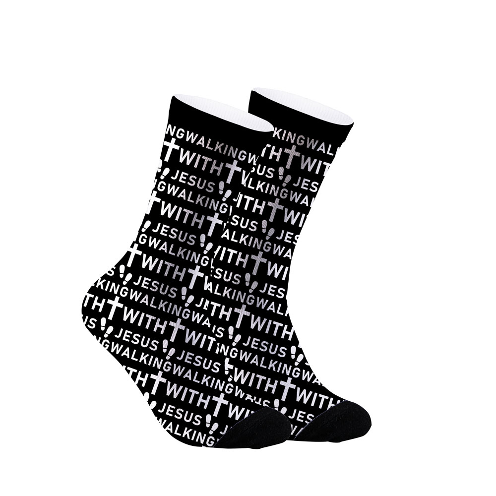 I Walk With Jesus Christian Socks
