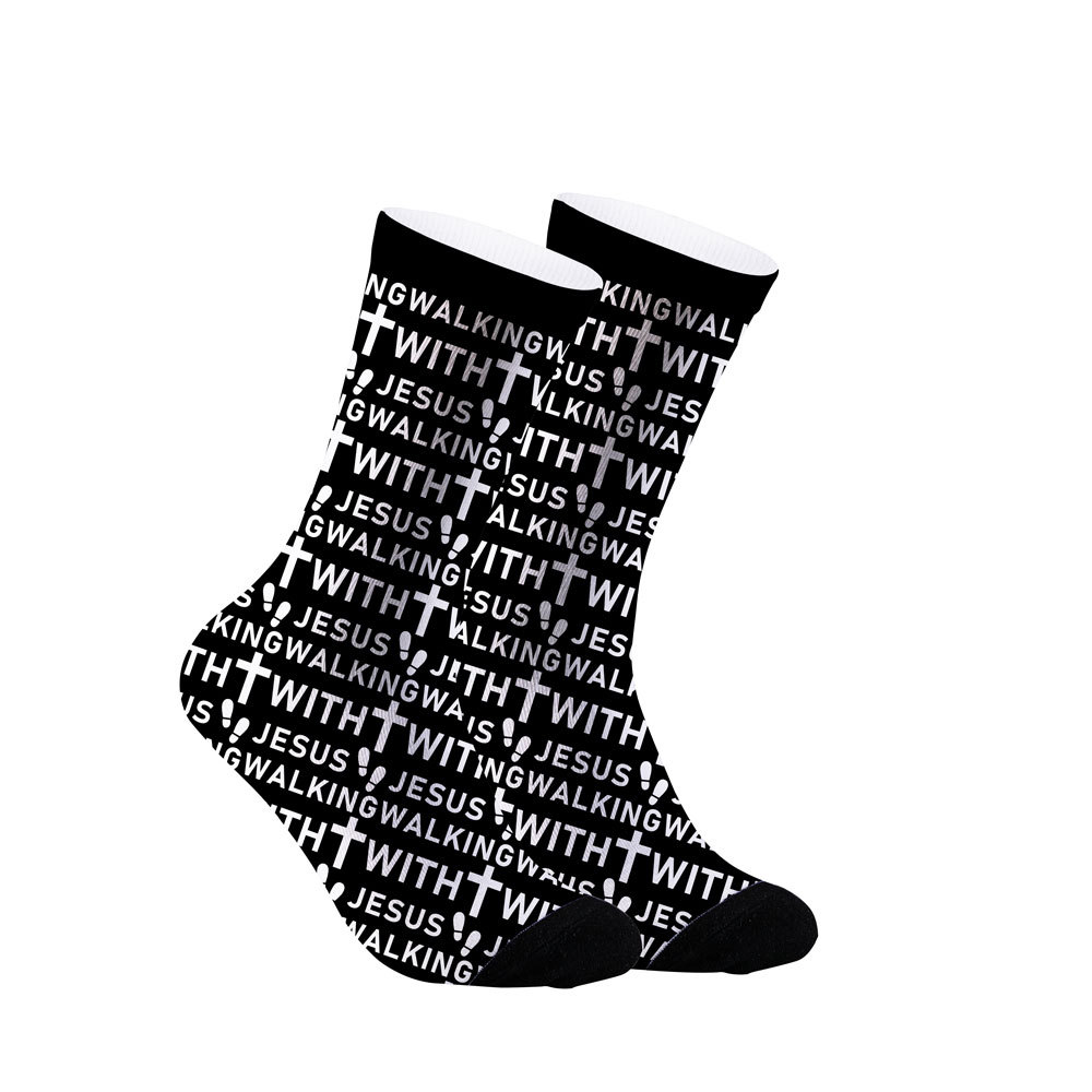 I Walk With Jesus Christian Socks