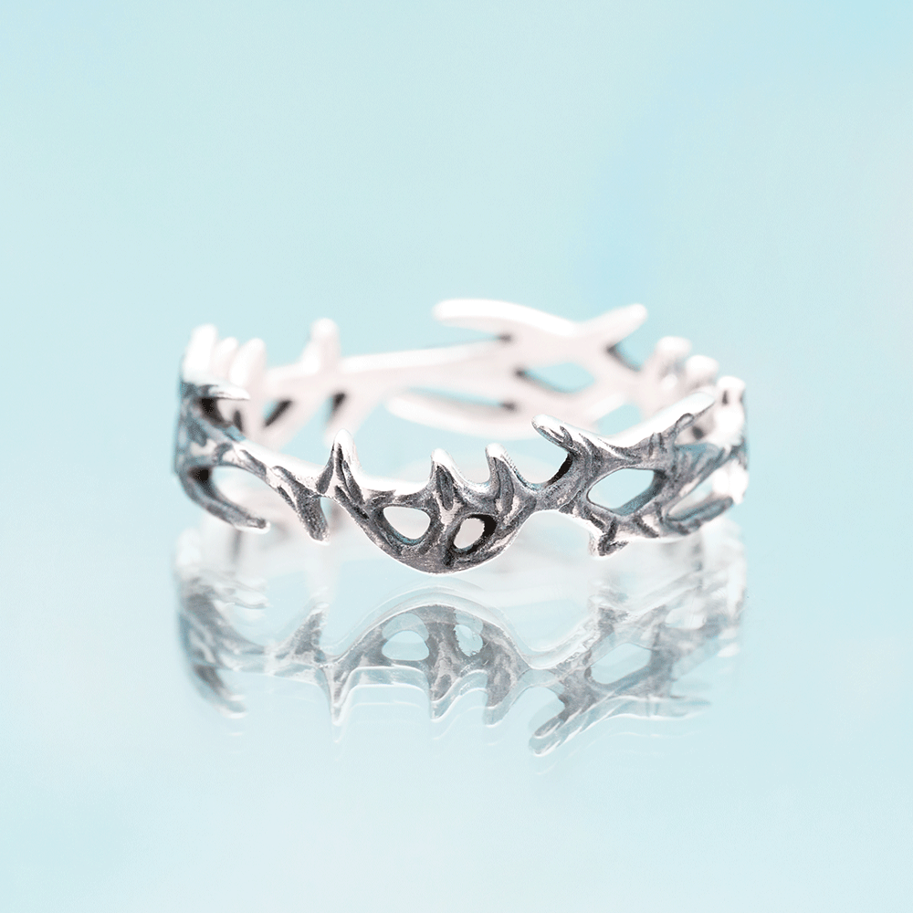 Crown of Thorns Christian Sterling Silver Band Ring