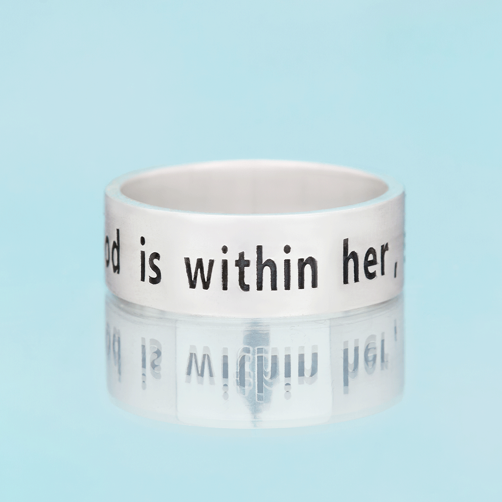 God is within Her - Bible Verse Psalm 46:5 Sterling Silver Band Ring