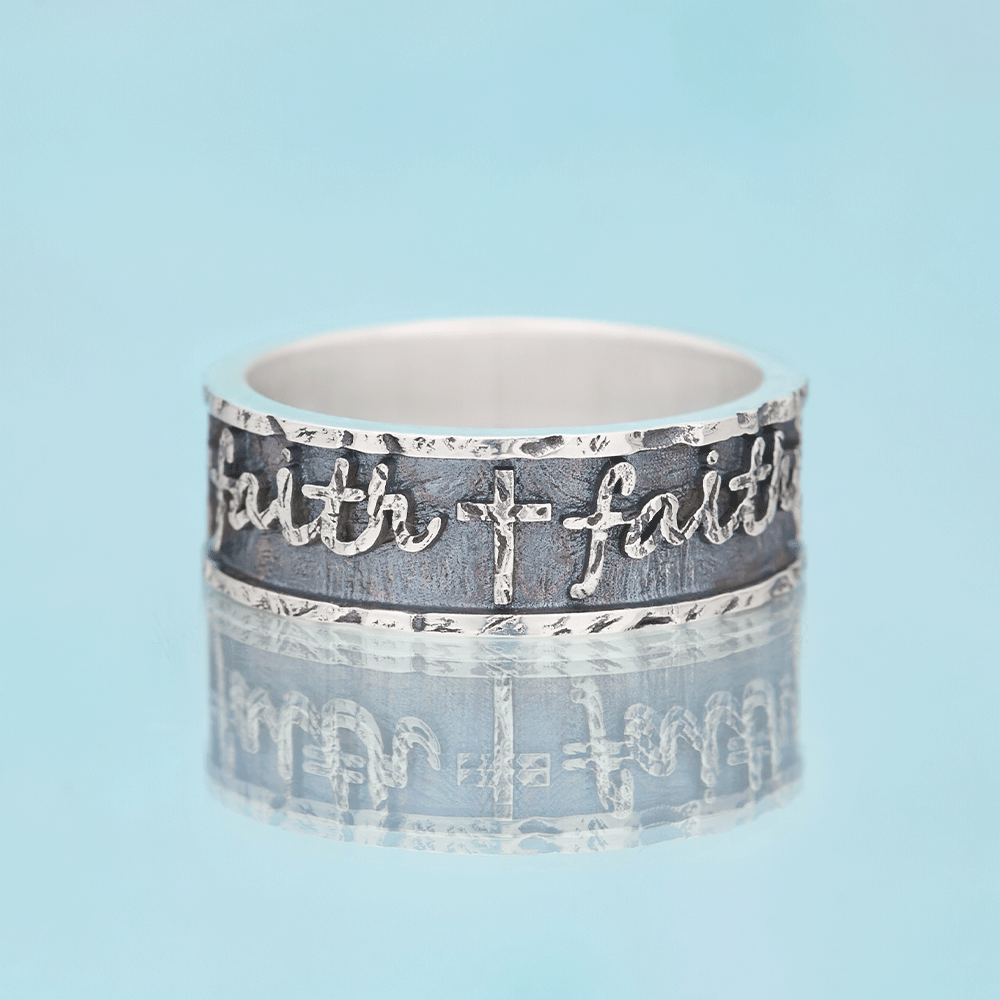 Faith Cross Sterling Silver Band Ring