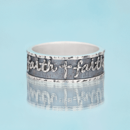 Faith Cross Sterling Silver Band Ring