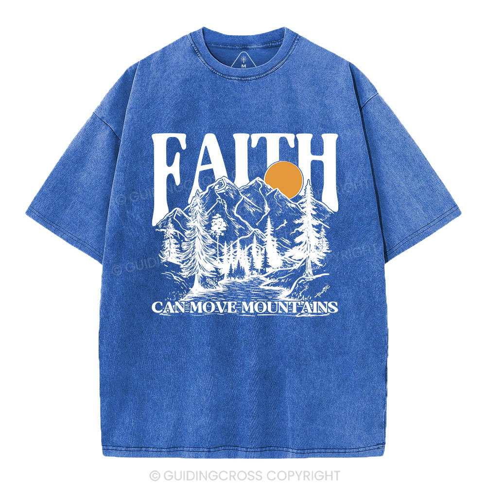 Faith Can Move Mountains Christian Washed T-Shirt