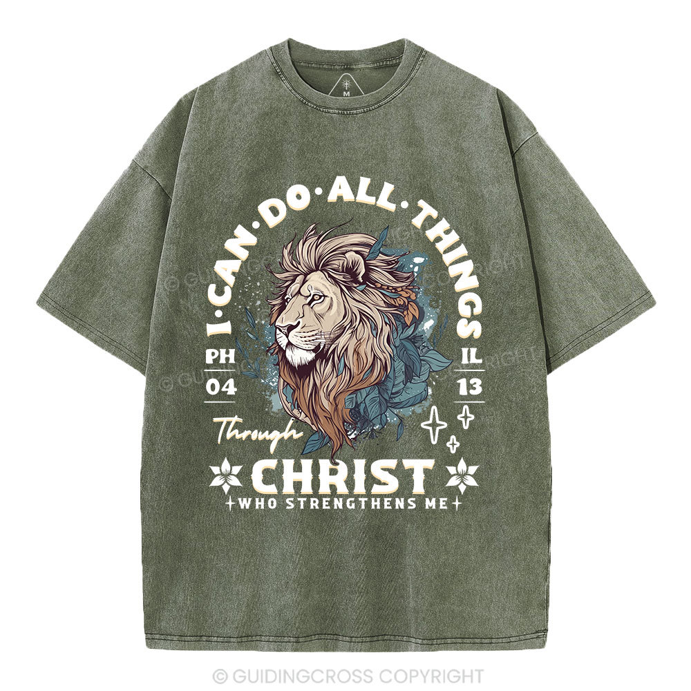 I Can Do All Things Through Christ Christian Washed T-Shirt