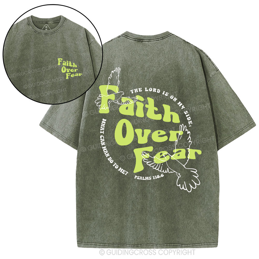 Faith Over Fear Dove Christian Washed T-Shirt