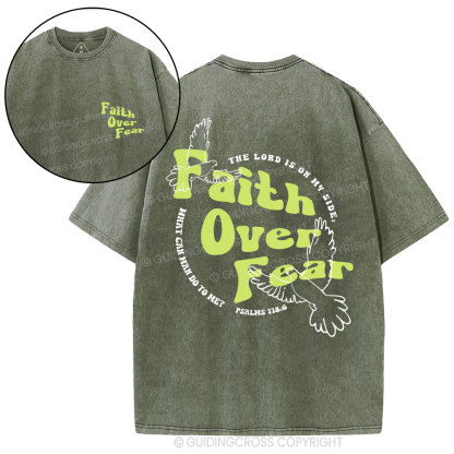 Faith Over Fear Dove Christian Washed T-Shirt