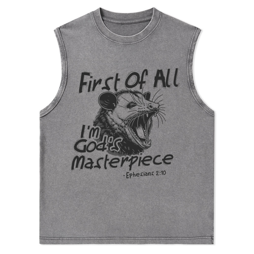 First Of All I'm God's Masterpiece Christian Washed sleeveless Tee