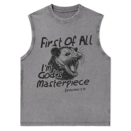 First Of All I'm God's Masterpiece Christian Washed sleeveless Tee