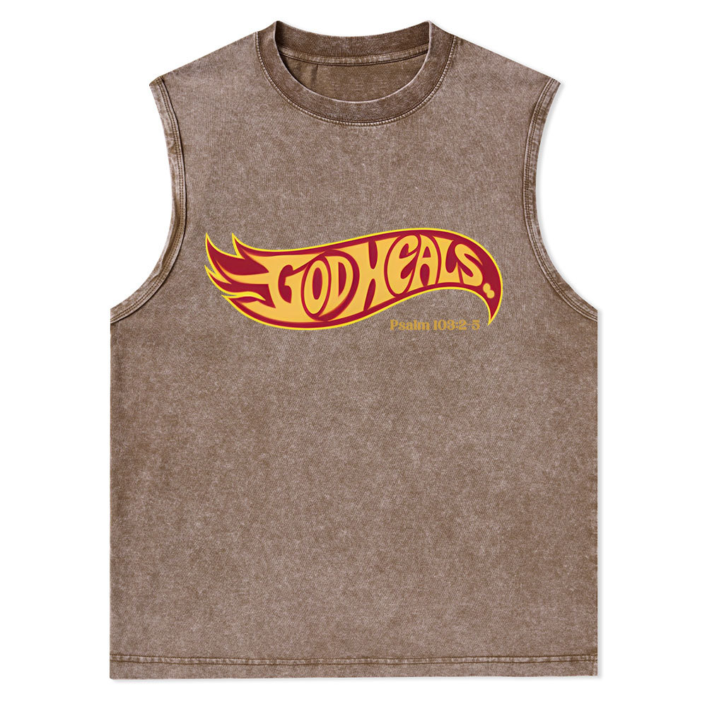God Heals Christian Washed sleeveless Tee