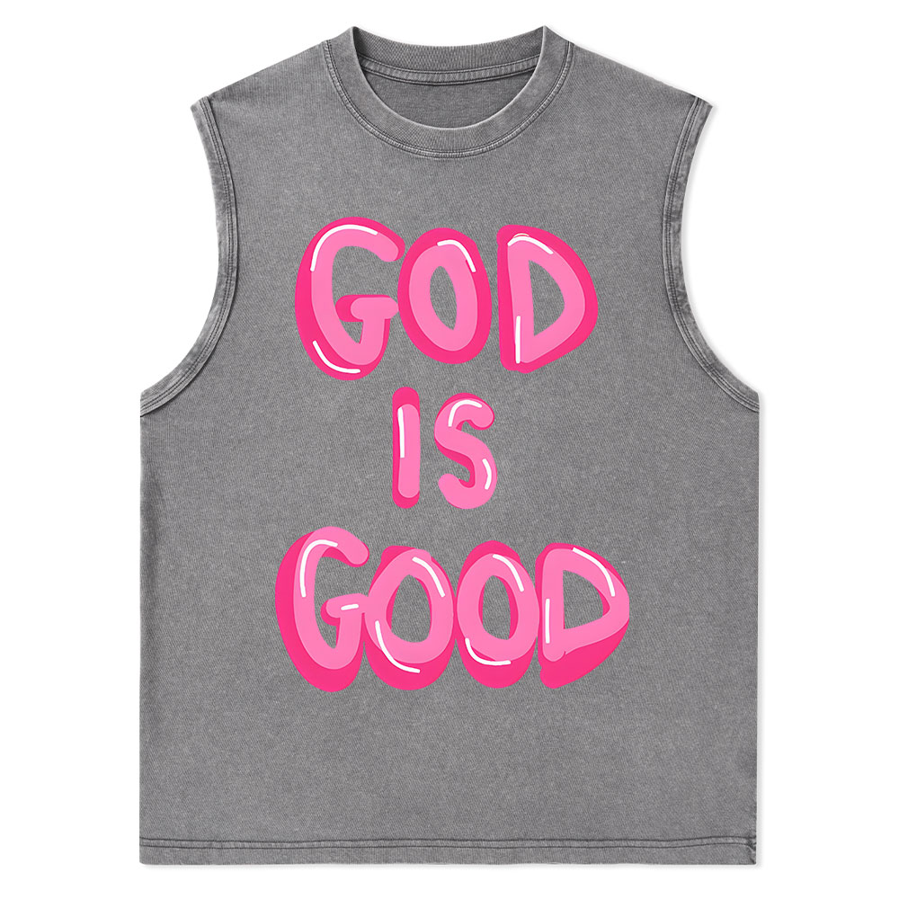 God Is Good Christian Washed sleeveless Tee