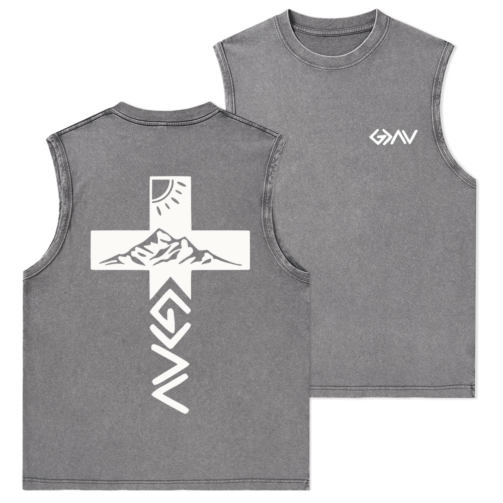 God Is Greater Than The Highs And Lows Christian Washed sleeveless Tee