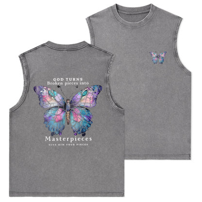 God Turns Broken Pieces Into Masterpieces Christian Washed sleeveless Tee