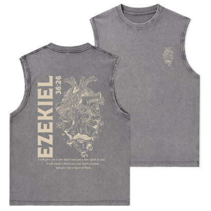 I Will Give You A New Heart And Put A New Spirit Christian Washed sleeveless Tee