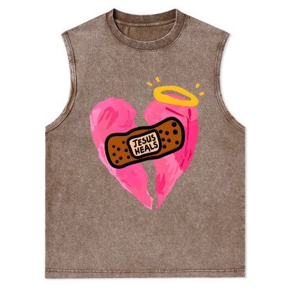 Jesus Heals Christian Washed sleeveless Tee