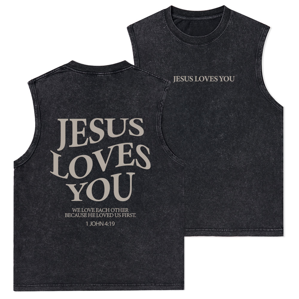 Jesus Love You Christian Washed sleeveless Tee