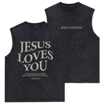 Jesus Love You Christian Washed sleeveless Tee