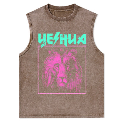 Retro Lion Yeshua Christian Washed sleeveless Tee