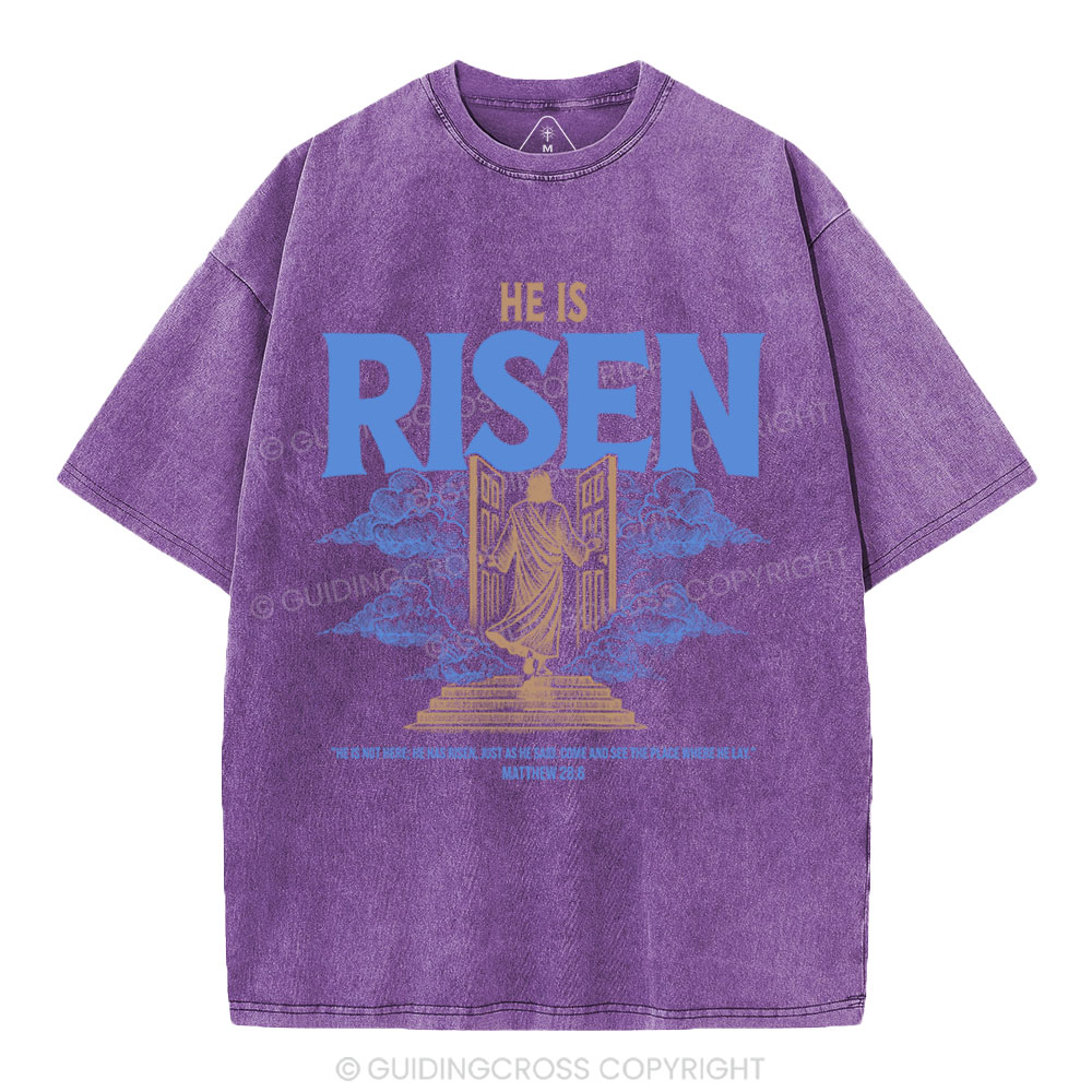 He Is Risen Christian Washed T-Shirt